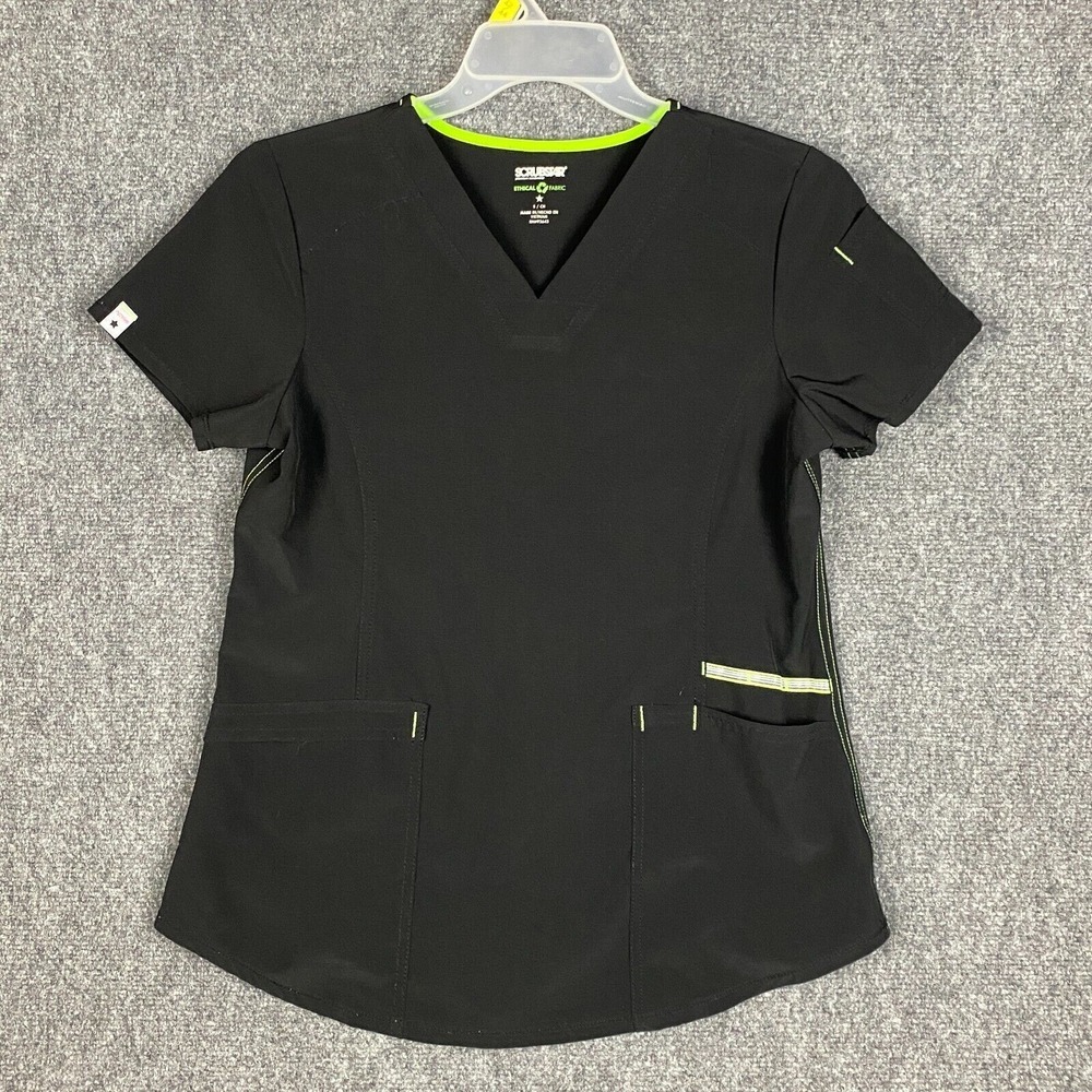 Scrubstar Scrubs Top Men's‎ Small Short Sleeve Black Adults S